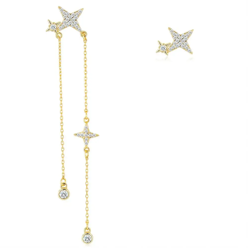 Moda Srčkan Star Stud Uhani Hiagh Kakovost Crystal In Star Dolgo Tassel Uhani Za Ženske Korejski Jewellry 2020 5