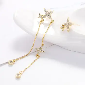 Moda Srčkan Star Stud Uhani Hiagh Kakovost Crystal In Star Dolgo Tassel Uhani Za Ženske Korejski Jewellry 2020 3