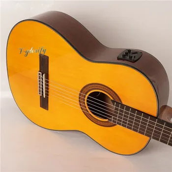 Rumena barva smrekovega masivnega lesa vrh klasična kitara 39 palčni visokega sijaja polni velikosti design z EQ sprejemnik funkcijo 0