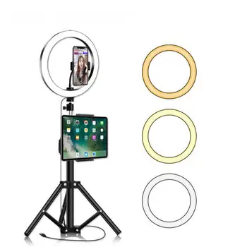 10 palčni LED Obroč Svetlobe S Stojalom Tablični Telefon Imetnik Zatemniti Youtube Foto Video studio Selfie Fotografija Razsvetljava Za iPad 29637