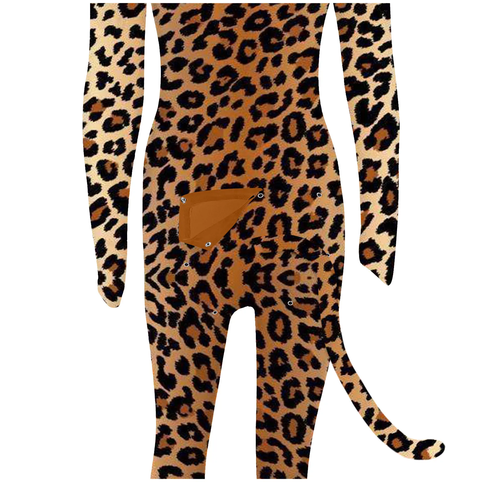 2021 Seksi Žensk Romper Leopard Tiskanja Dolg Rokav Gumb Zavihek More Jumpsuit Bodysuit Playsuit Romper Živali Cosplay Kostum 4