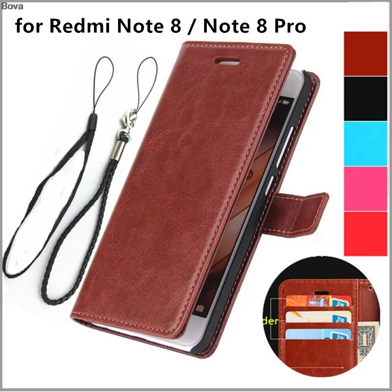 Redmi Opomba 8 8T držalo za kartico pokrov primeru za Xiaomi Redmi Opomba 8 Pro Pu usnjena torbica, denarnica flip pokrov 5