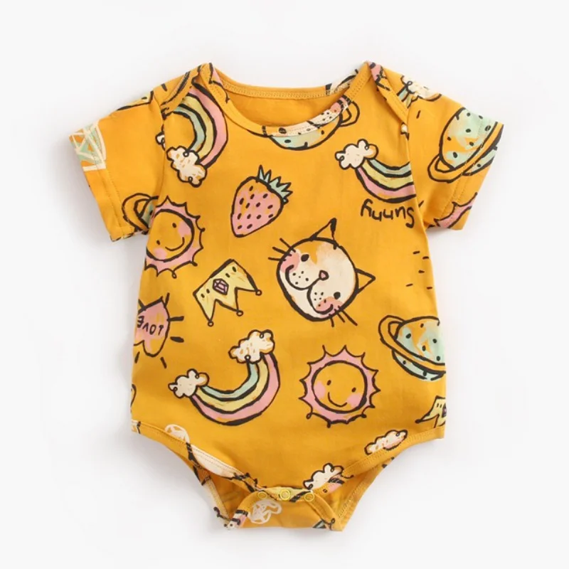 Newborn baby dekleta, obleka, kratek rokav risanka tiskanje obleke baby bodysuits otroška oblačila kostum 4