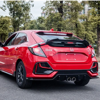 Zadaj Prtljažnik Spojler Boot Ustnice Krilo za Honda za Državljansko X 10. Hatchback 2016 - 2019 ABS Glossy Črna / ogljikovih vlaken 3