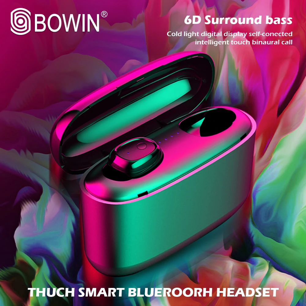 BOWIN NOVI Mini 5.0 G5S TWS šumov Športi, Hi-fi Brezžične Bluetooth Stereo Slušalke 3500mAh 6D Čepkov 1