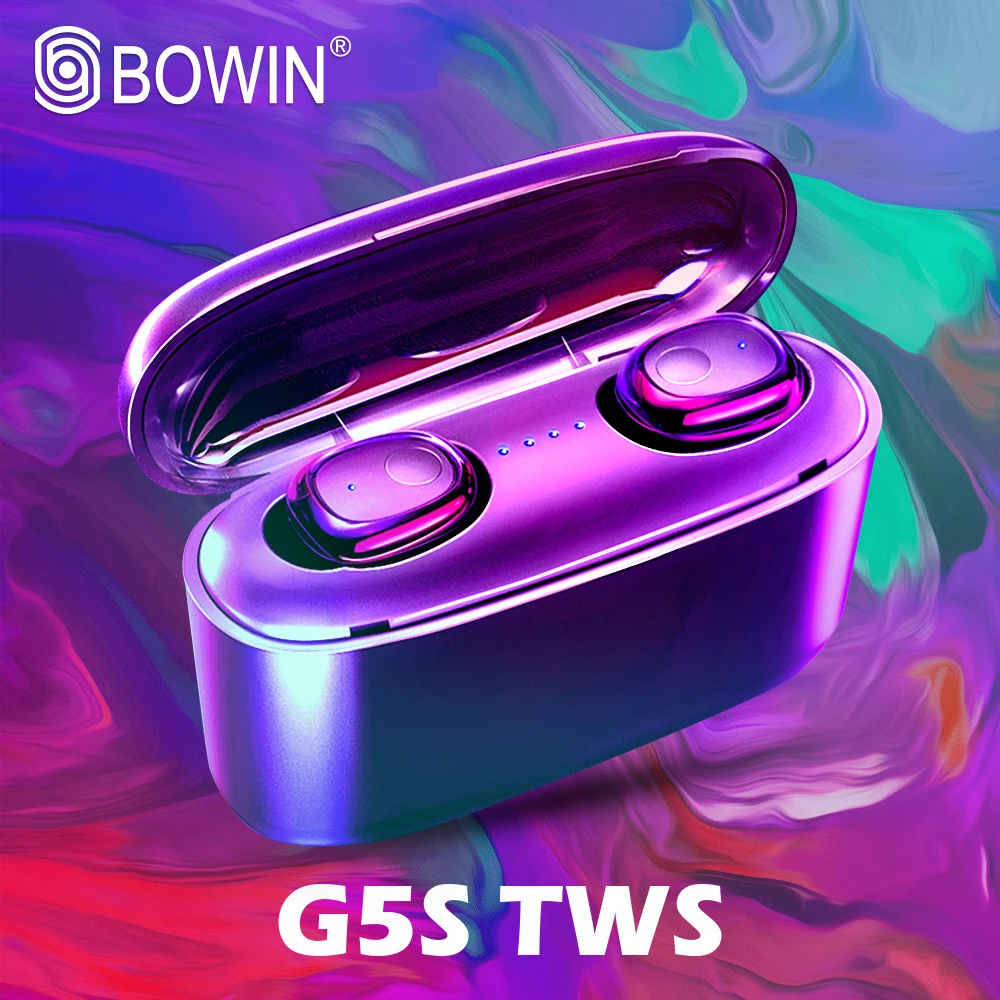 BOWIN NOVI Mini 5.0 G5S TWS šumov Športi, Hi-fi Brezžične Bluetooth Stereo Slušalke 3500mAh 6D Čepkov 2