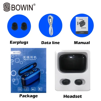 BOWIN NOVI Mini 5.0 G5S TWS šumov Športi, Hi-fi Brezžične Bluetooth Stereo Slušalke 3500mAh 6D Čepkov 4