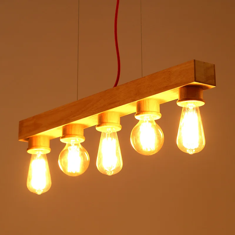 Sodobno minimalistično lesene haning lučka Lestenci Ustvarjalne Cafe Posameznih dnevni sobi luč, Spalnica, jedilnica razsvetljavo. 3