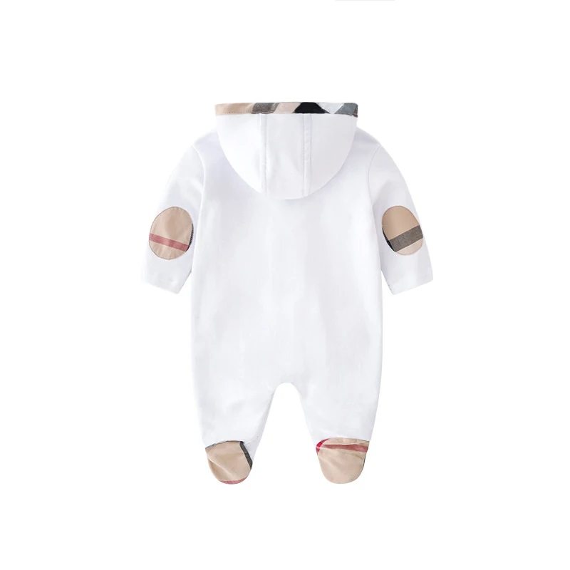 Novo 2021 pomlad modne blagovne Znamke Slog Newborn Baby boy Oblačila Dolgimi Rokavi, Unisex Bombaž Kariran proge Hooded Baby dekle Romper 2