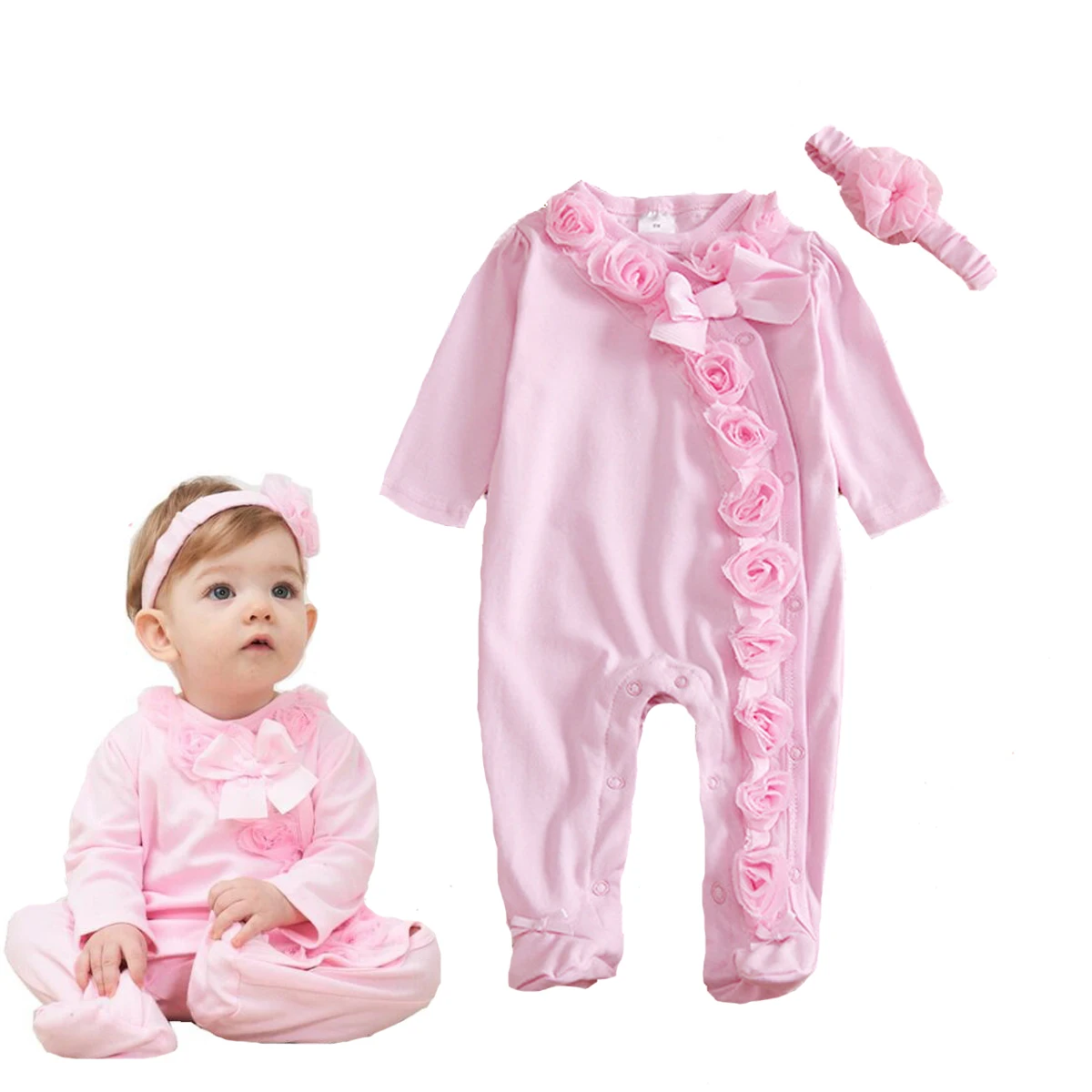 Luštna obleka za Newborn baby dekleta 3 6 9 mesecev princesa bombaž footie bodysuit počitnice dnevno stranka božič sliko oblačila 3
