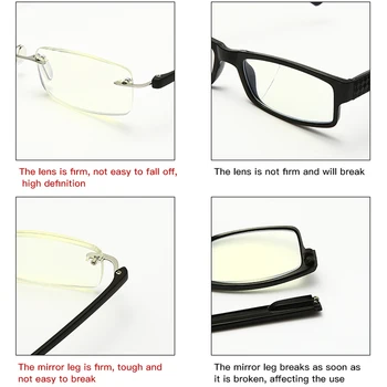 Bifocal brez okvirjev Obravnavi Očala za Moške in Ženske, Anti-modra Svetloba, Branje Očala, Dioptrije +100 + 150 +200 +300 +400 TR90 31363