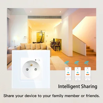 WiFi Smart Stensko Vtičnico 16A Vtičnico Steklena Plošča, francoski Smart Life/Tuya Daljinski upravljalnik Deluje z Amazon Echo Alexa googlova Domača stran 3