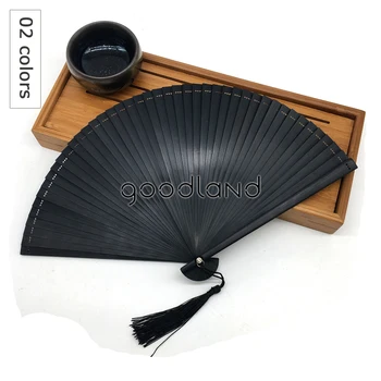 Brezplačna Dostava 1pcs kave črni Kitajski, Japonski polno bambusa, ročno fan, bambusa ročni zložljiva ventilator z brezplačno tassel za darilo 31622