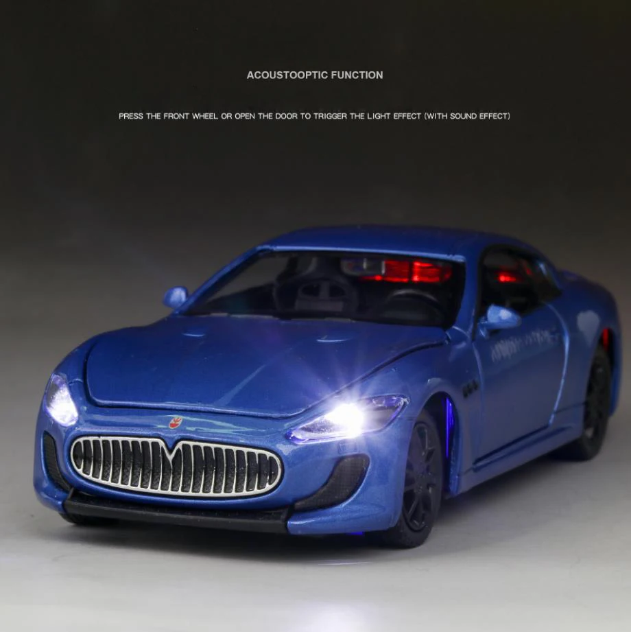 Vroče 1:32 obsega kolesa diecast šport avto kovinski model svetlobe, zvoka, Maserati Gran Turismo GT potegnite bakc vozila zlitine igrača zbirka 2