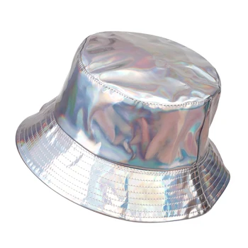 Moda pu ribič klobuk double-sided (obojestransko barvno spreminjanje 3D laserski vedro klobuk moških in žensk ulica streljanje trend bazena klobuk casquette 32114