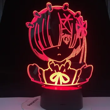 Anime Rem Re Nič Slika Noč Svetlobe Led Touch Senzor Barve Spreminjanje Otroška Nočna za Spalnica Dekor Desk 3d Lučka Manga Darilo 32119