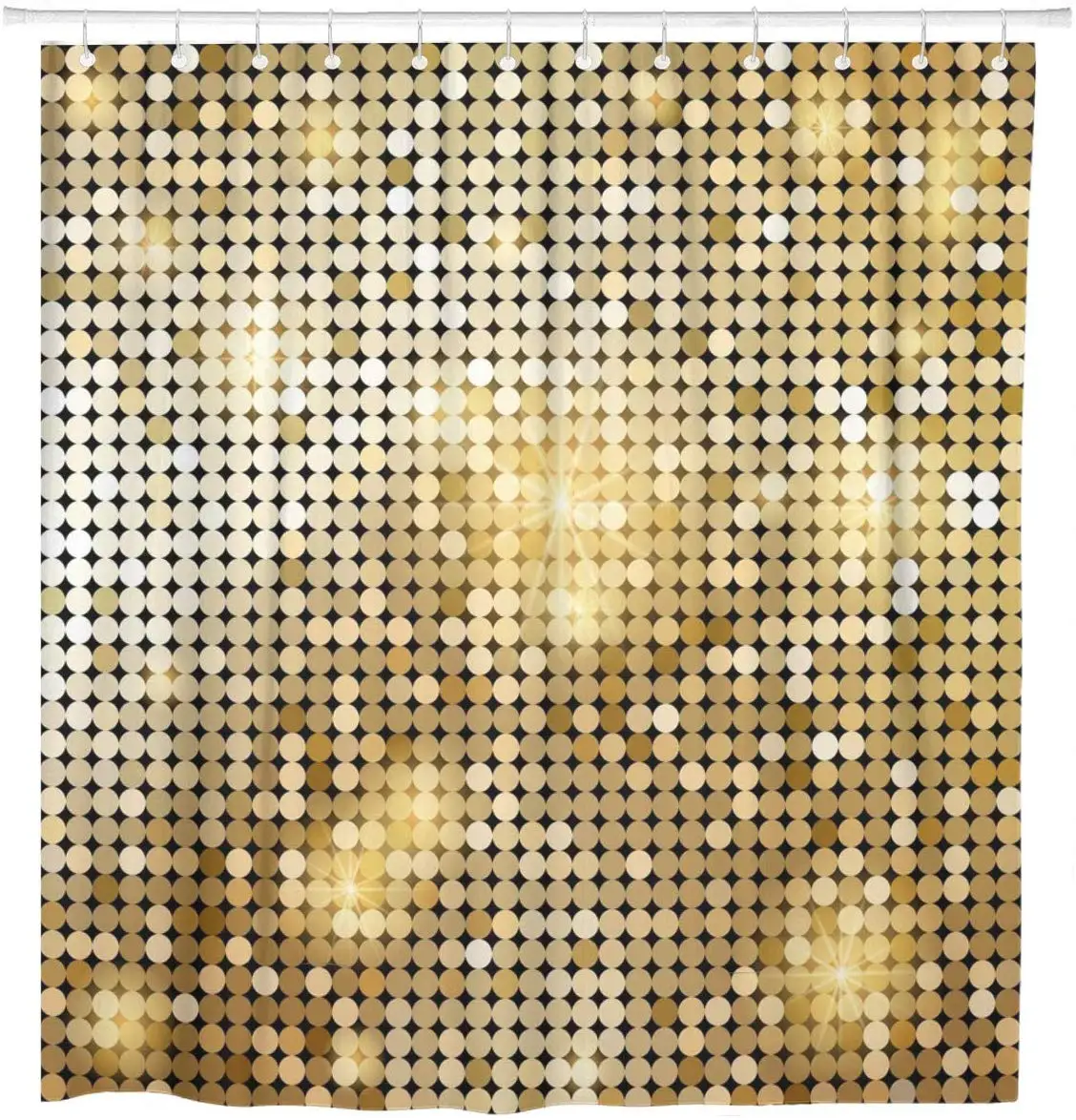 Rumeno Zlato Zlato Svetleče Mozaik v Disco Krogla Povzetek Tuš Zavesa Nepremočljiva Tkanine iz Poliestra 72 x 78 Cm, s Trnkov 0
