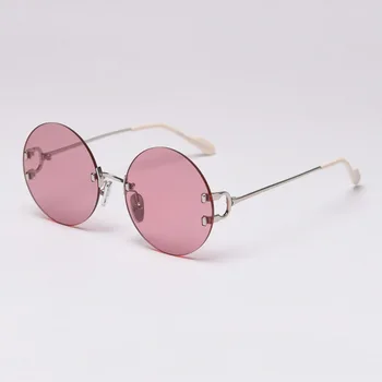 Polarizirana Rimless sončna Očala Ženske 2020 Luxury Letnik Okrogla sončna Očala Retro Roza Sunglass Ženska Odtenkih za Ženske UV400 Gafas 32653