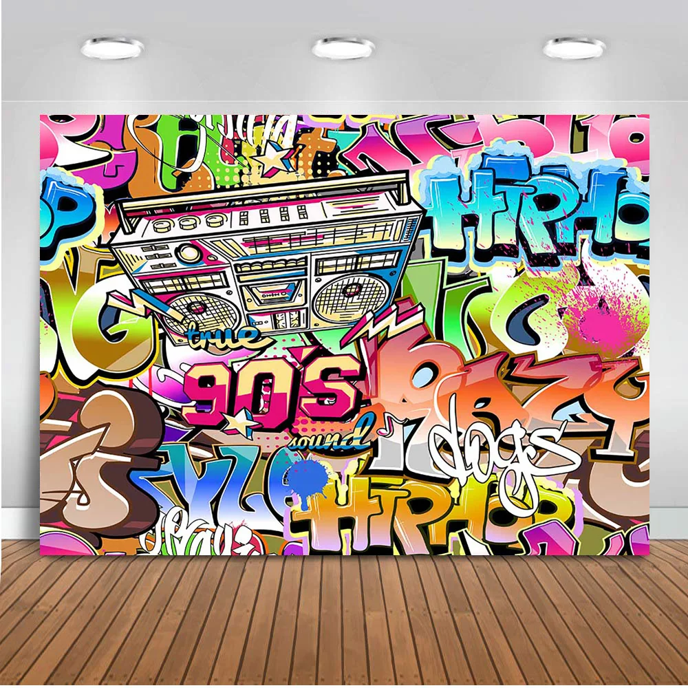 Neoback Fotografija Ozadje 90 stranka Hip Hop Graffiti Stena v Ozadju za Foto Studio Nazaj v 90. Rojstni dan Dekoracijo 5
