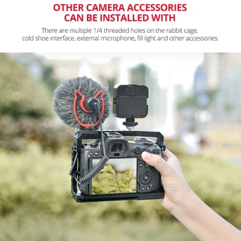 YELANGU DSLR Fotoaparat Kletko za Canon EOS R5 in R6 Vgrajen Hladno Čevelj & NATO Železniškega 1/4 Palca Arri Hole Kamera Ploščad Video Ploščad 0