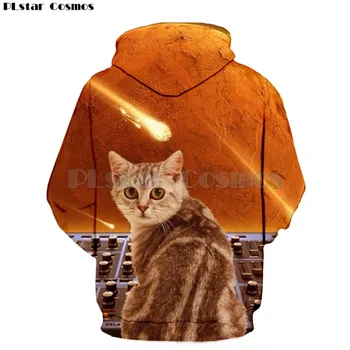 PLstar Kozmos 2019 Nova Ženska Smešno Živali, Tiskanih Obleke Ulične Galaxy Prostor Mačka 3D Hoodie Ženske Jeseni Hoodies Majica 0