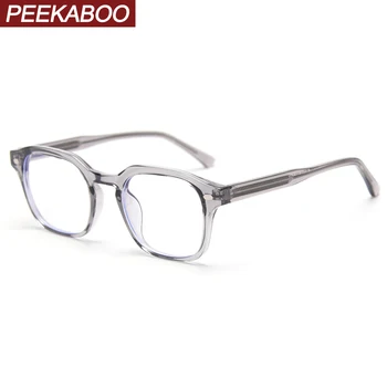 Peekaboo moške kvadratnih očala za ženske tr90 korejski modni stil optičnih očal okvir moških acetat pregleden sivo oranžna 0