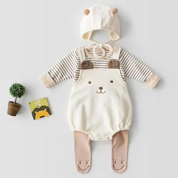 2020 Nov Baby Bodysuits Novorojenčka Risanka Jumpsuit+Klobuk Korejski Japonskem Slogu Za Malčke Dekliška Bodysuits Brez Rokavov Dojencek Dekliška Oblačila 5