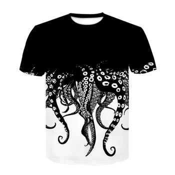 2020New unisex t srajce 3D natisnjeni črno-beli hobotnica t-majice kratek rokav tshirts človek poletne Majice Kratek rokav hip hop 0