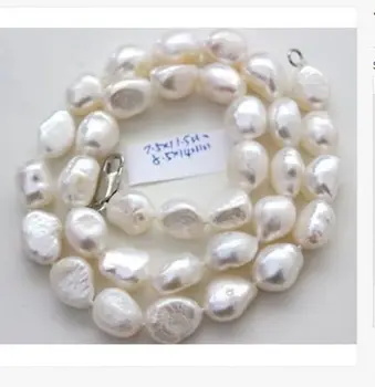 Klasičnih 8-10 mm južno morje naravnih baročno bela biserna ogrlica, ki 17inch 339