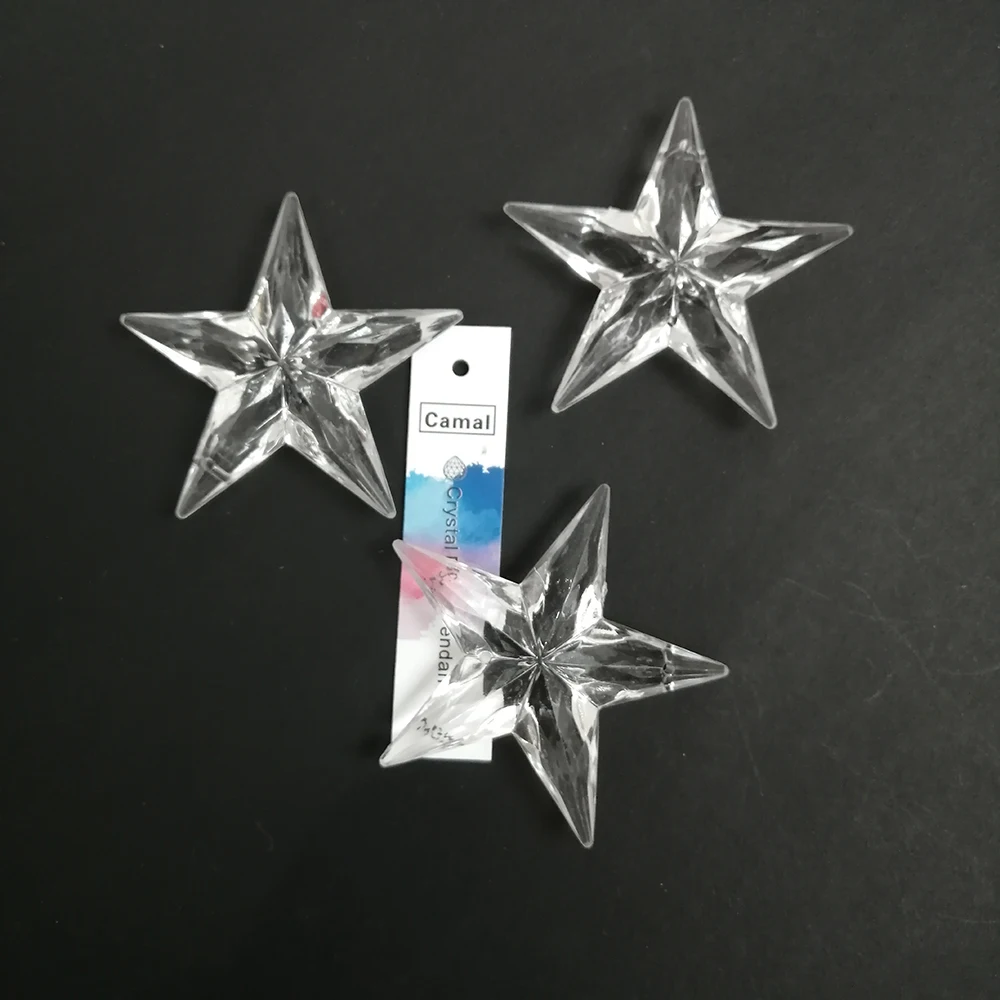 Camal 30pcs 56MM (2 luknje) Akrilna Crystal Star Oblikovan Obesek Lestenec Zavese svate Razsvetljavo Del Božič Visi 3