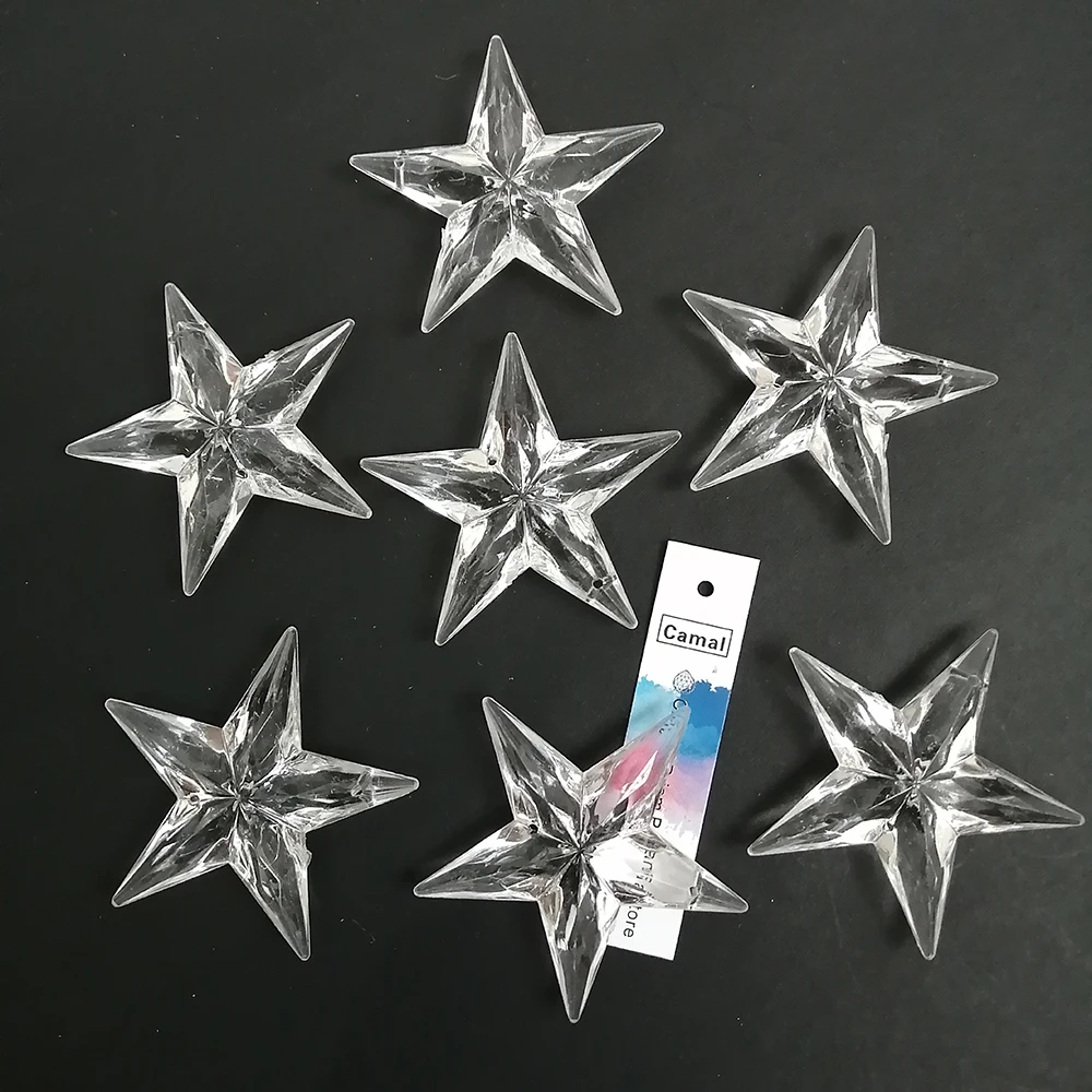Camal 30pcs 56MM (2 luknje) Akrilna Crystal Star Oblikovan Obesek Lestenec Zavese svate Razsvetljavo Del Božič Visi 4