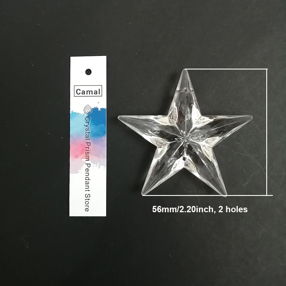 Camal 30pcs 56MM (2 luknje) Akrilna Crystal Star Oblikovan Obesek Lestenec Zavese svate Razsvetljavo Del Božič Visi 5