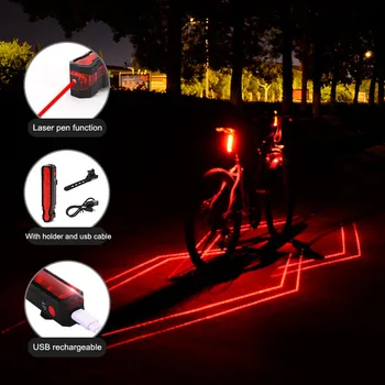 USB Polnilna Luč Kolo opozorilna Lučka Kolesarska LED Rep lahka Nepremočljiva MTB RoadBike Izposoja Zadnje Luči Nazaj Lučka pajek 5