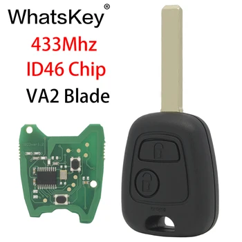 WhatsKey 2 Gumbe, ki 433Mhz Daljinsko Avto Ključ Za Peugeot 307 407 Partner, Citroen C1 C2 C3 VA2/HU83 rezilo Z ID46 PCF7961 čip 35045