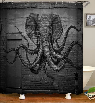 Hobotnica tuš zavese 3d kopel zavese, s trnkov kopalnica zavese tkanine smešno nepremočljiva tuš zavese ali mat 5