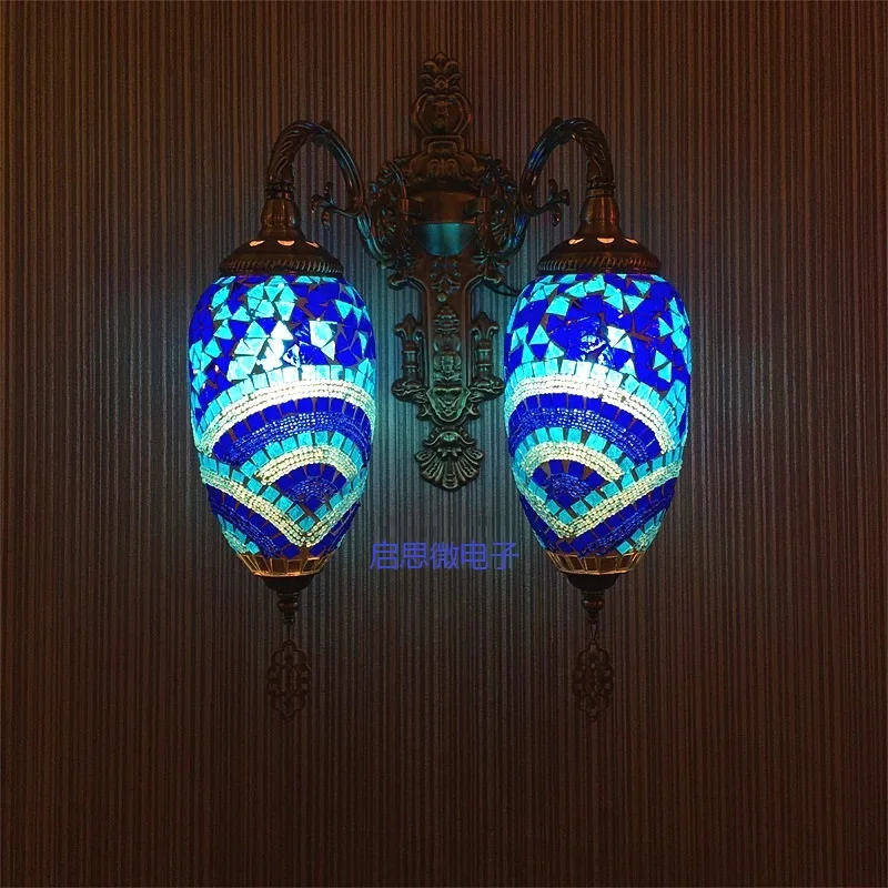 Dvojno Glave Novih mediteranskem slogu Art Deco turški Mozaik Stenske Svetilke Obrtniški mozaik Stekla romantično stenske luči 3