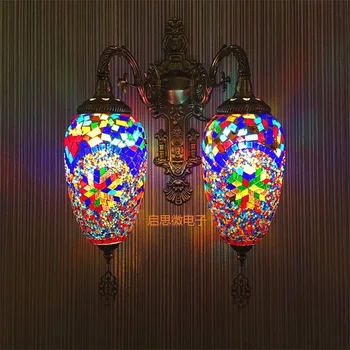 Dvojno Glave Novih mediteranskem slogu Art Deco turški Mozaik Stenske Svetilke Obrtniški mozaik Stekla romantično stenske luči 1