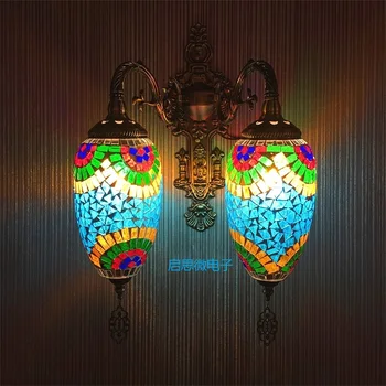 Dvojno Glave Novih mediteranskem slogu Art Deco turški Mozaik Stenske Svetilke Obrtniški mozaik Stekla romantično stenske luči 2