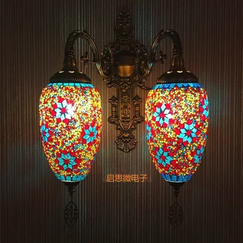 Dvojno Glave Novih mediteranskem slogu Art Deco turški Mozaik Stenske Svetilke Obrtniški mozaik Stekla romantično stenske luči 5