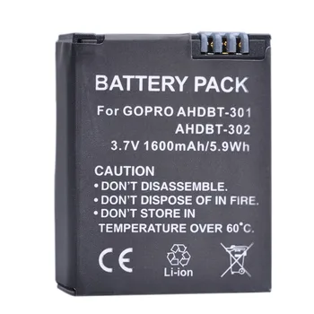 1600mAh AHDBT 301 AHDBT 302 baterija za GoPro AHDBT-301, AHDBT-302 baterije , GoPro Hero3, gopro 3 delovanje Fotoaparata Dodatek 2