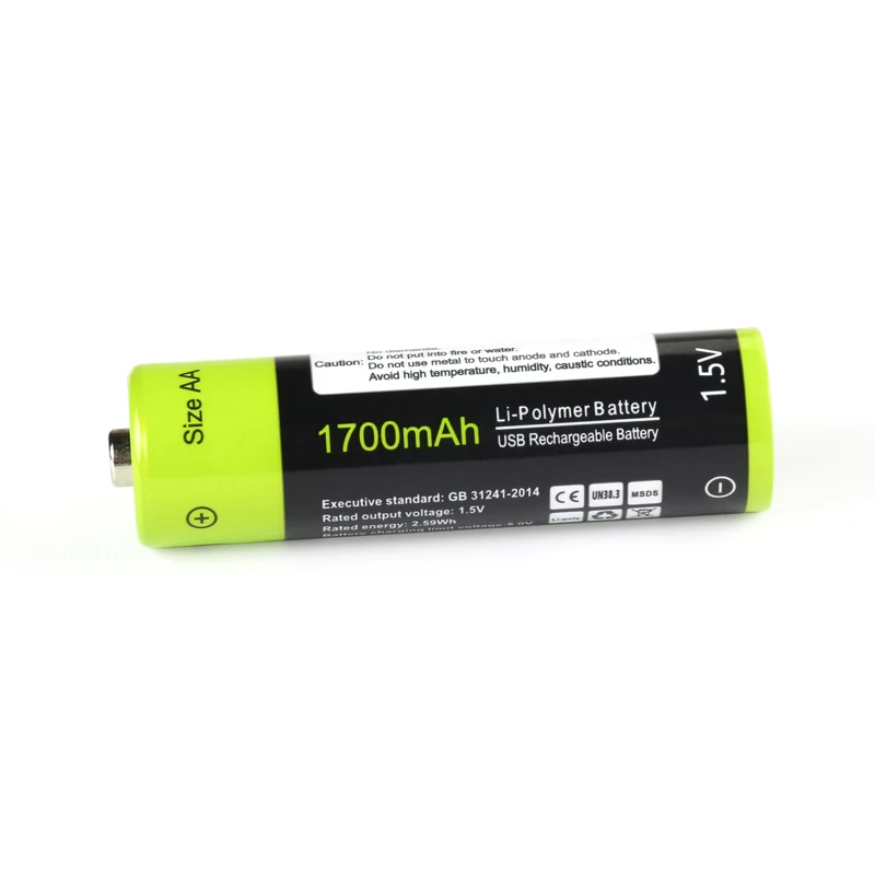 Original ZNTER 4pcs 1,5 V AA 1700mAh Baterija za Polnjenje USB Polnjenje Litij-Baterry Napolnjena Z Micro USB Kabel Padec ladijskega prometa 3