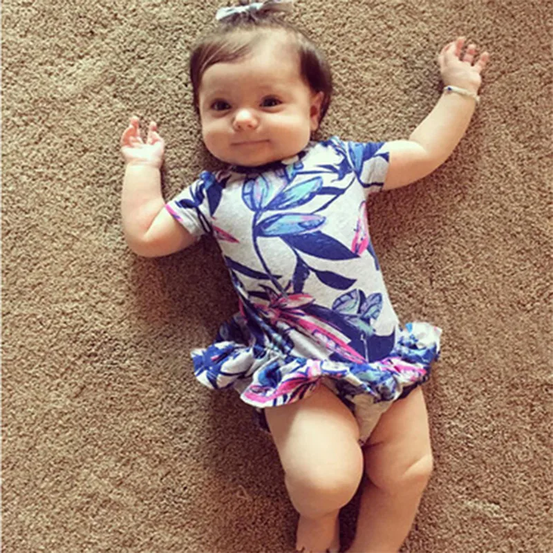 2020 Poletje, Dekleta Obleke Cvet Novorojenčkov Otroška Oblačila Baby Kombinezoni iztrgana Oblačila Cvetlični Kombinezon Roupas Bebes SR261 4