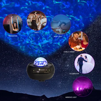 LED Star Noč Lahka Glasba Zvezdnato Vodni Val LED Projektor Svetlobe, Bluetooth, USB, Daljinsko upravljanje Projektorja Lučka Božični Dekor 0