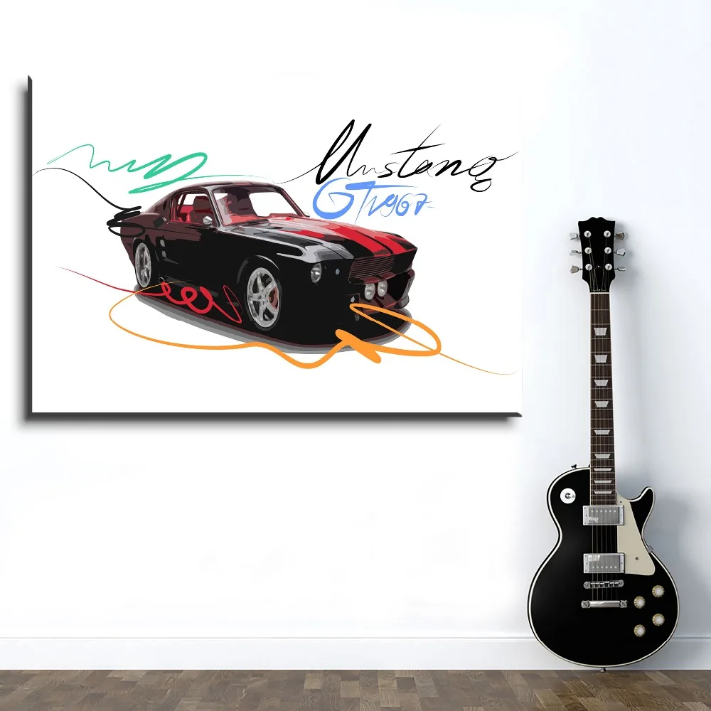 Wall Art Platno HD Tiskanje Barv Ford Mustang GT Avto Sliko Za Dnevni Sobi Doma Dekor 5 Kos Povzetek Umetniške Oljno sliko 2