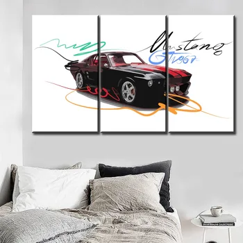 Wall Art Platno HD Tiskanje Barv Ford Mustang GT Avto Sliko Za Dnevni Sobi Doma Dekor 5 Kos Povzetek Umetniške Oljno sliko 4