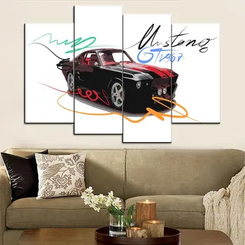 Wall Art Platno HD Tiskanje Barv Ford Mustang GT Avto Sliko Za Dnevni Sobi Doma Dekor 5 Kos Povzetek Umetniške Oljno sliko 5