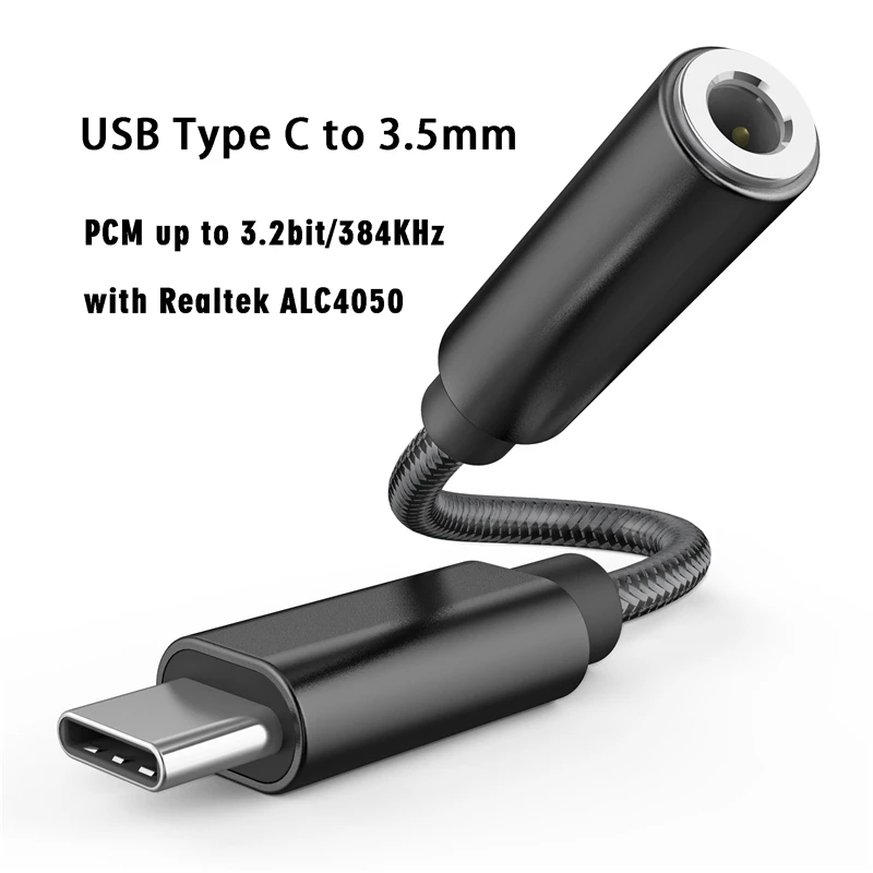 Realtek ALC4050 PCM 32bit/384K Digitalni Audio DAC Pretvornik USB Tip C Do 3,5 mm Slušalke Jack Aux Adapter Dekoder OFC Čistega Bakra 2