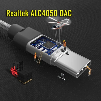 Realtek ALC4050 PCM 32bit/384K Digitalni Audio DAC Pretvornik USB Tip C Do 3,5 mm Slušalke Jack Aux Adapter Dekoder OFC Čistega Bakra 5