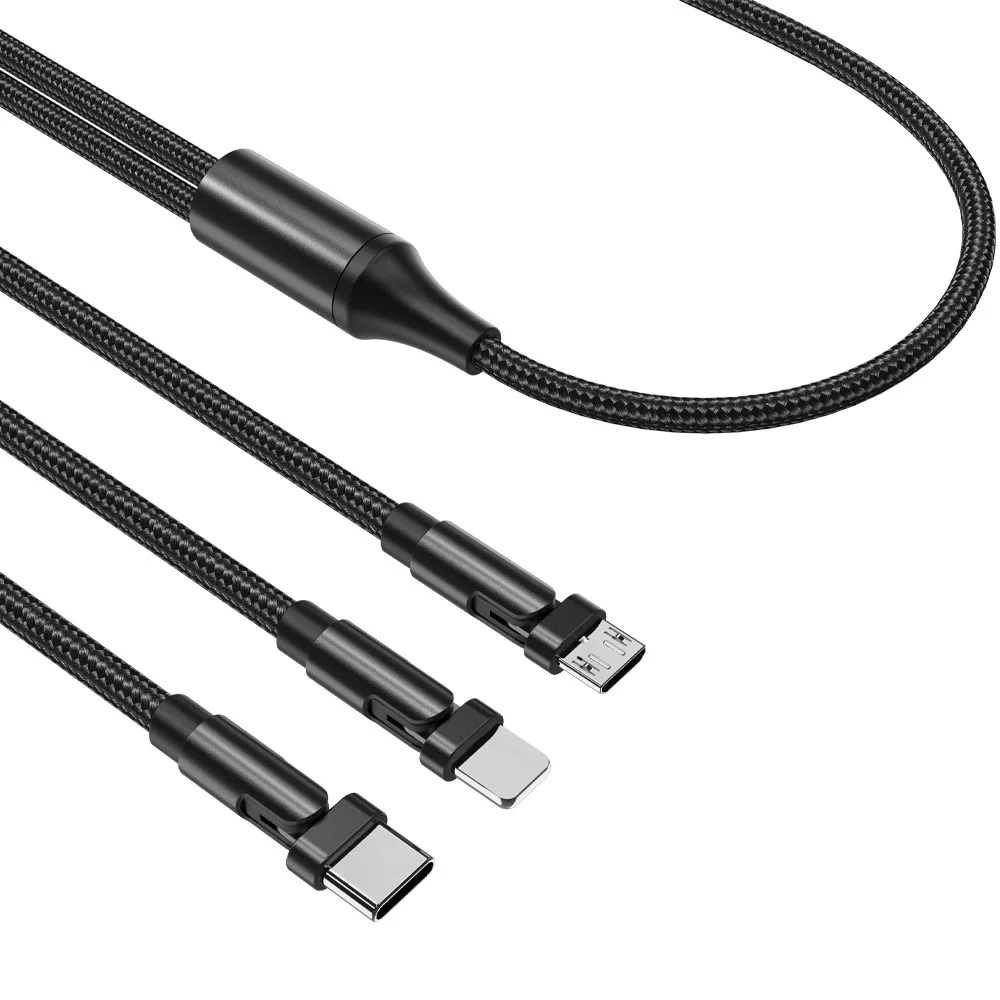 !ACCEZZ 3 v 1, USB Kabel Za iPhone 12 11 X 180 Stopinj Hitrega Polnjenja priključek Mikro USB Kabel za polnjenje, Tip C Kabel Za Samsung S20 Xiaomi 5