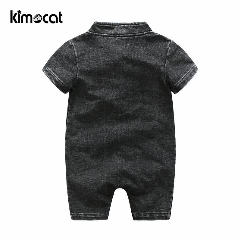 Kimocat Otroci Pomlad Jesen Dojenčka Jumpsuits Imitacije Kavboj Baby Boy Oblačila NL Poletje Vroče Prodajo Novorojenčka igralne obleke, Črno-Modra 2